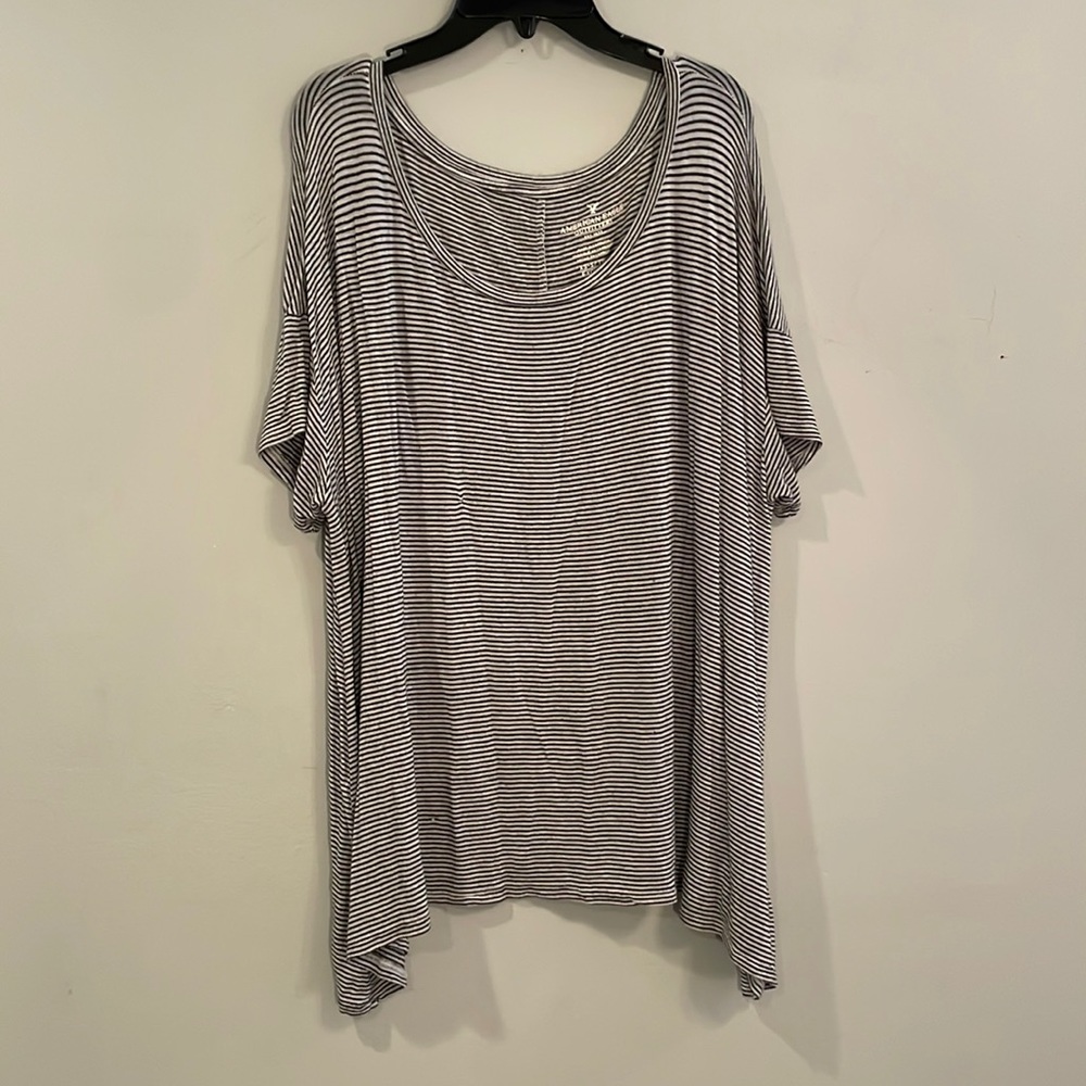 Black and White Striped Oversized Top